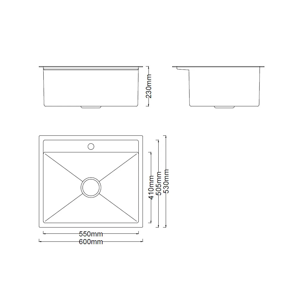 BSQ-6052-BEE-Nano-Bee-Embossed-316-Stainless-Steel-Sink-Spec-Drawing